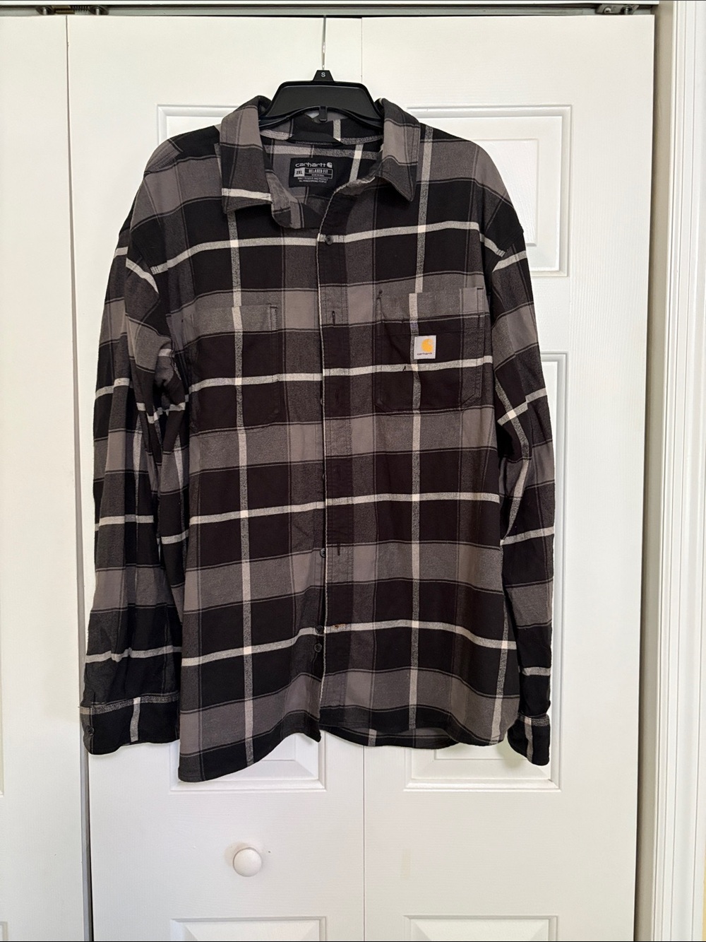 Carhartt Black and White Plaid Relaxed Fit 2XL Shirt Jacket
